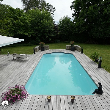 Terrasse à la piscine - Zandhoven (BE) Terrasse en bois Padoek 0